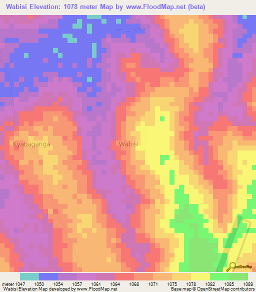 Wabisi,Uganda Elevation Map