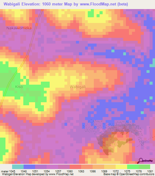 Wabigali,Uganda Elevation Map