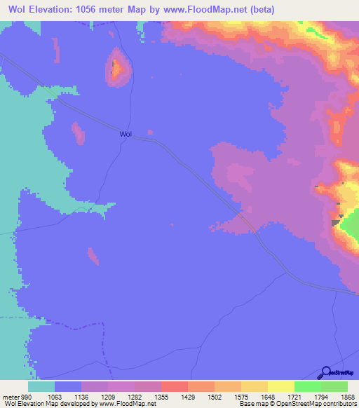 Wol,Uganda Elevation Map