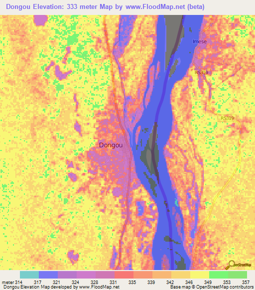 Dongou,Congo (Brazzaville) Elevation Map