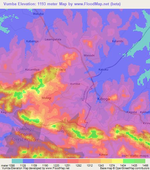 Vumba,Uganda Elevation Map