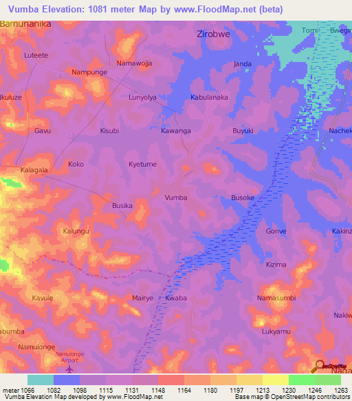Vumba,Uganda Elevation Map