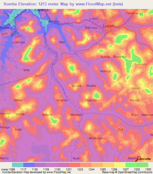 Vumba,Uganda Elevation Map