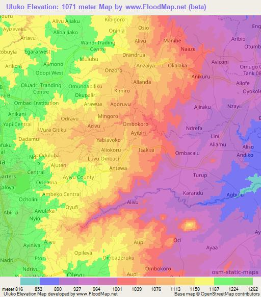 Uluko,Uganda Elevation Map