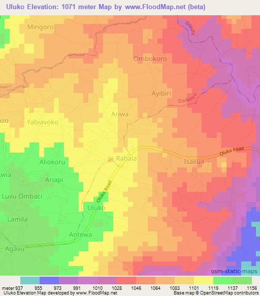 Uluko,Uganda Elevation Map