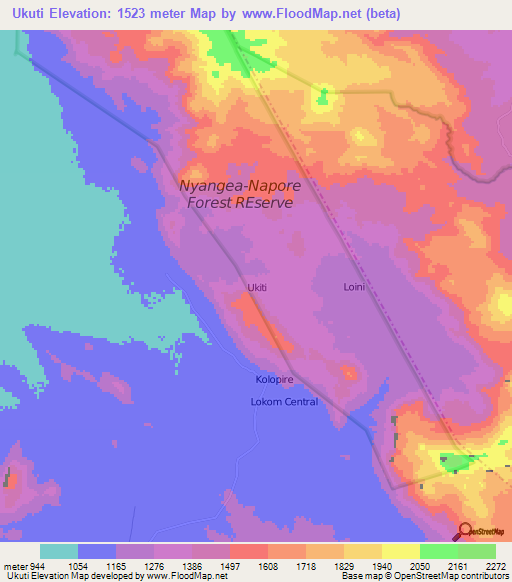 Ukuti,Uganda Elevation Map