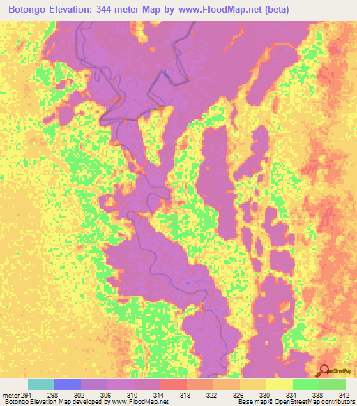 Botongo,Congo (Brazzaville) Elevation Map