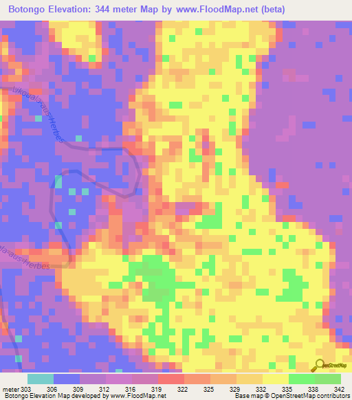 Botongo,Congo (Brazzaville) Elevation Map