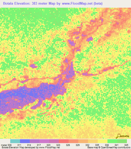 Botala,Congo (Brazzaville) Elevation Map