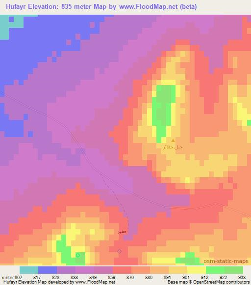 Hufayr,Syria Elevation Map