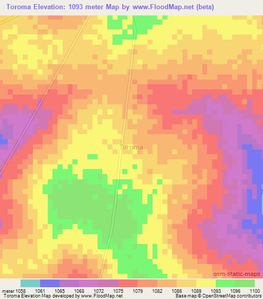 Toroma,Uganda Elevation Map