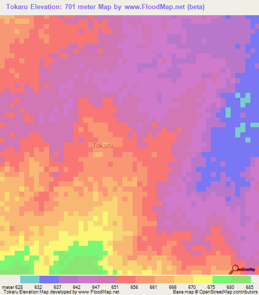 Tokaru,Uganda Elevation Map