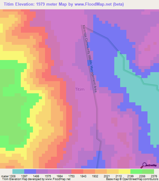 Titim,Uganda Elevation Map
