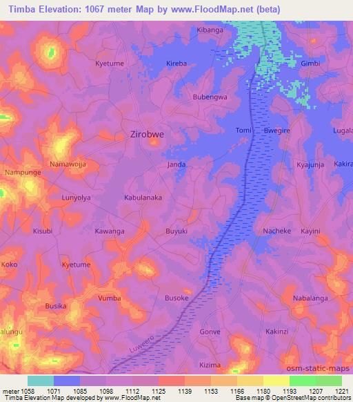 Timba,Uganda Elevation Map
