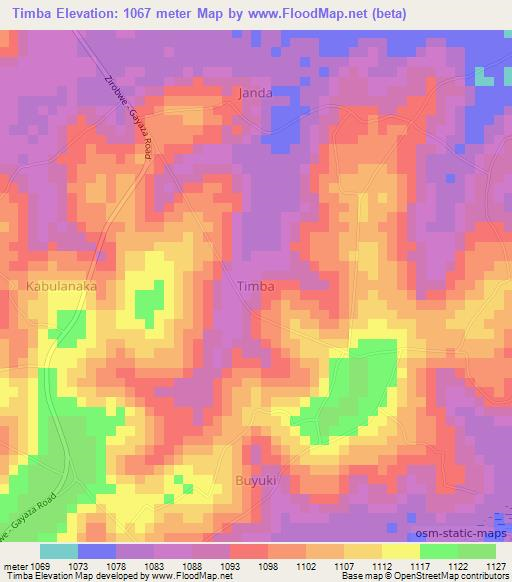 Timba,Uganda Elevation Map