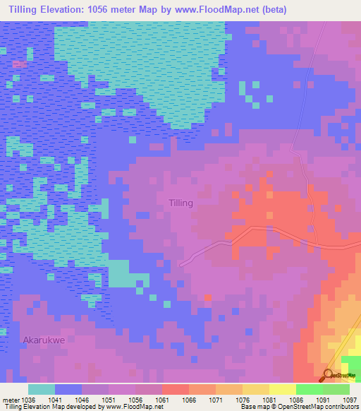 Tilling,Uganda Elevation Map