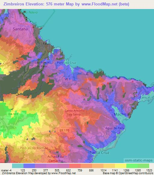 Zimbreiros,Portugal Elevation Map