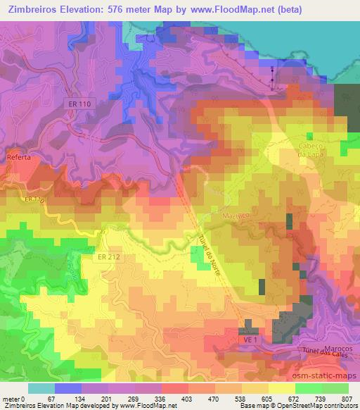 Zimbreiros,Portugal Elevation Map