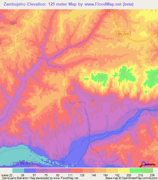 Zambujeiro,Portugal Elevation Map