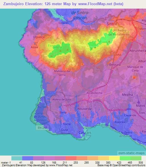 Zambujeiro,Portugal Elevation Map
