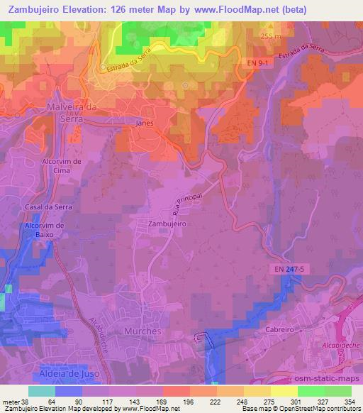 Zambujeiro,Portugal Elevation Map