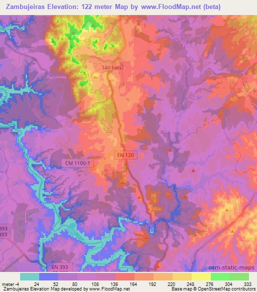 Zambujeiras,Portugal Elevation Map