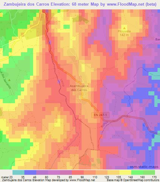 Zambujeira dos Carros,Portugal Elevation Map
