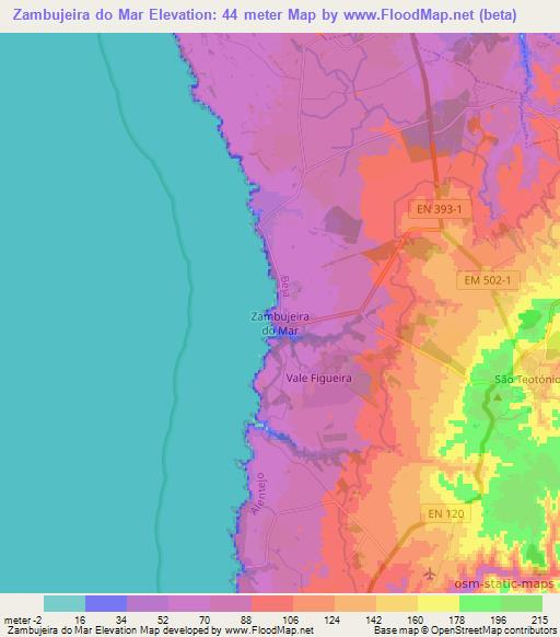 Zambujeira do Mar,Portugal Elevation Map
