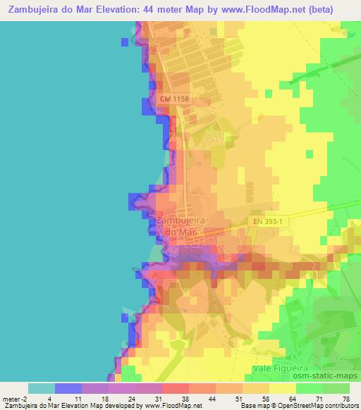 Zambujeira do Mar,Portugal Elevation Map