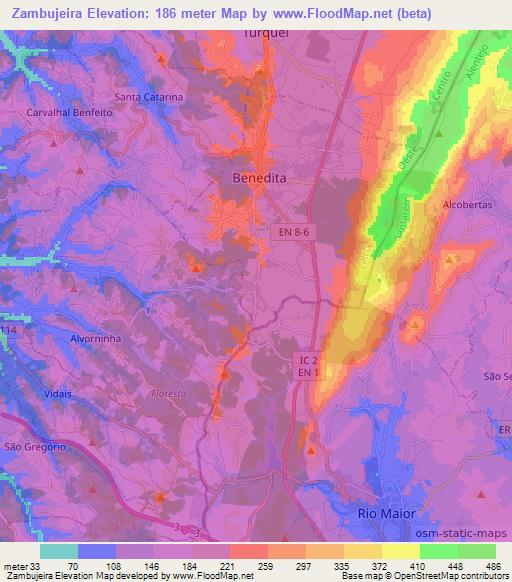 Zambujeira,Portugal Elevation Map