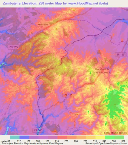 Zambujeira,Portugal Elevation Map