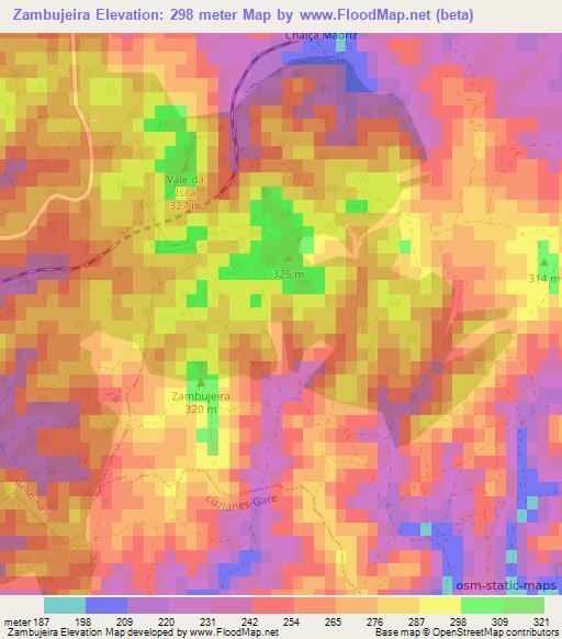 Zambujeira,Portugal Elevation Map
