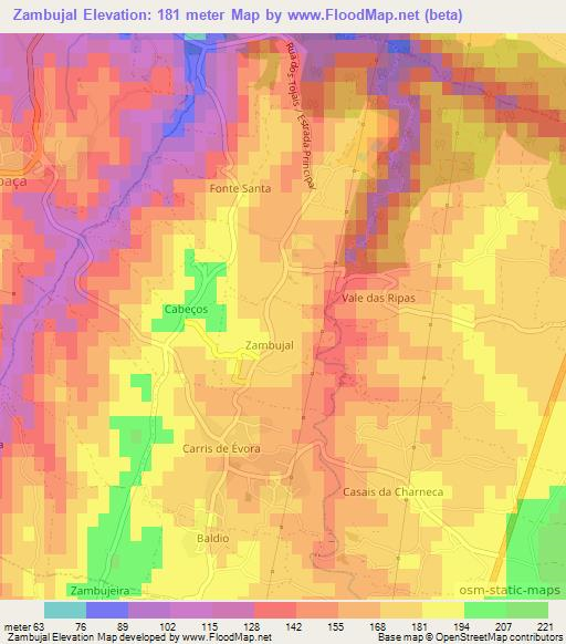 Zambujal,Portugal Elevation Map