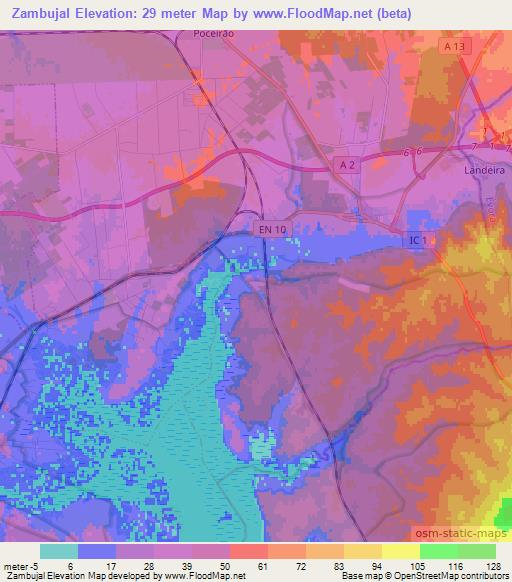 Zambujal,Portugal Elevation Map