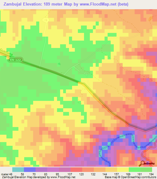 Zambujal,Portugal Elevation Map
