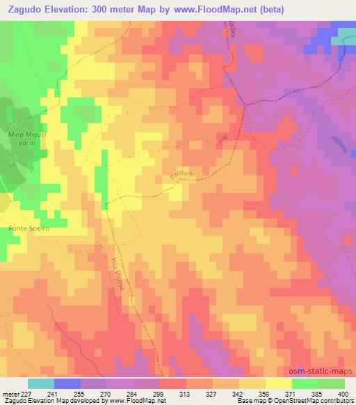 Zagudo,Portugal Elevation Map