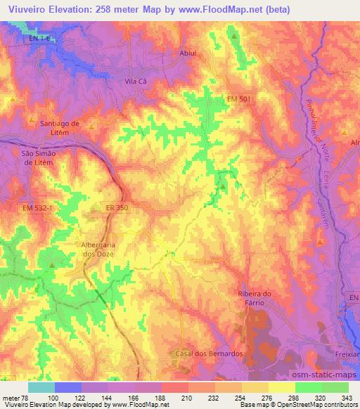 Viuveiro,Portugal Elevation Map