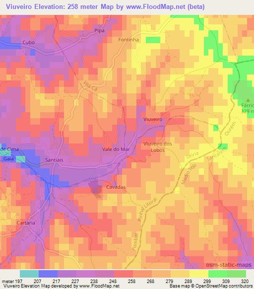 Viuveiro,Portugal Elevation Map