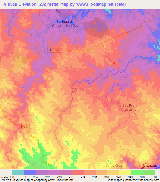 Viuvas,Portugal Elevation Map