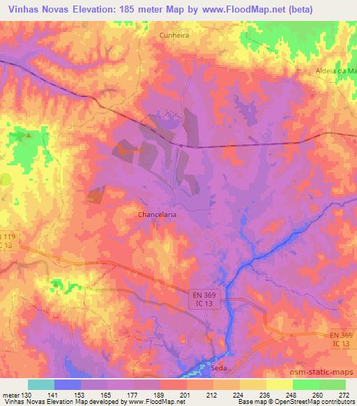 Vinhas Novas,Portugal Elevation Map