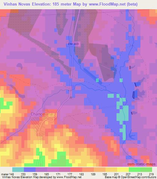 Vinhas Novas,Portugal Elevation Map