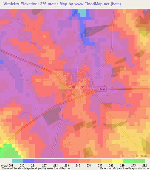 Vimieiro,Portugal Elevation Map