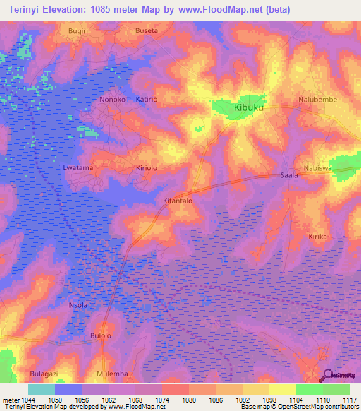 Terinyi,Uganda Elevation Map