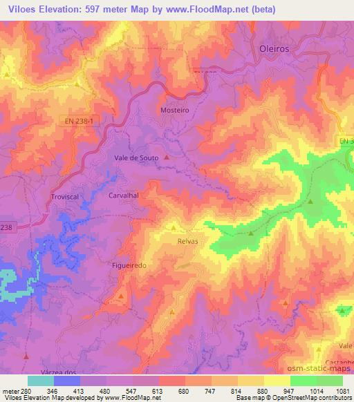 Viloes,Portugal Elevation Map