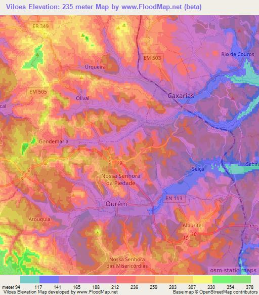 Viloes,Portugal Elevation Map