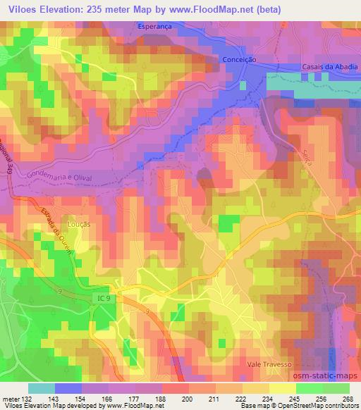 Viloes,Portugal Elevation Map