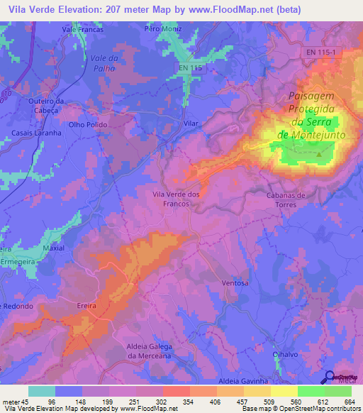 Vila Verde,Portugal Elevation Map