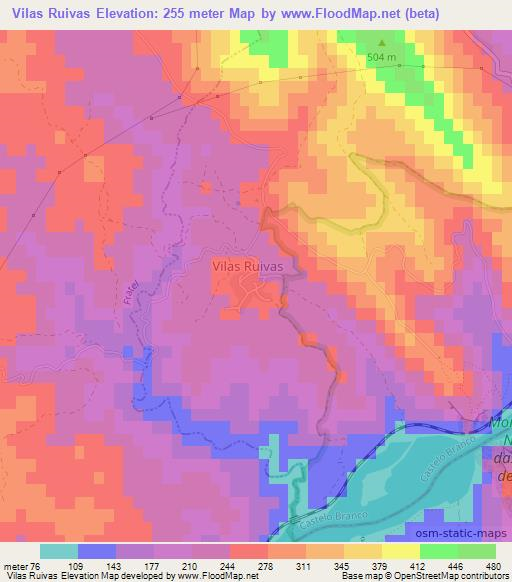 Vilas Ruivas,Portugal Elevation Map
