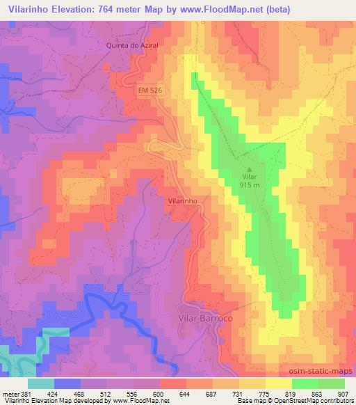 Vilarinho,Portugal Elevation Map