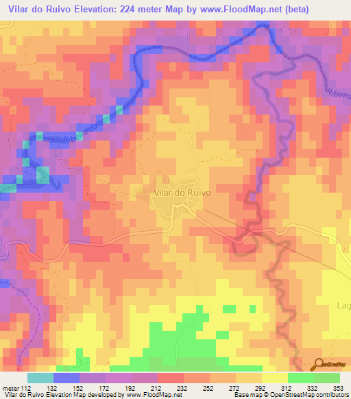 Vilar do Ruivo,Portugal Elevation Map